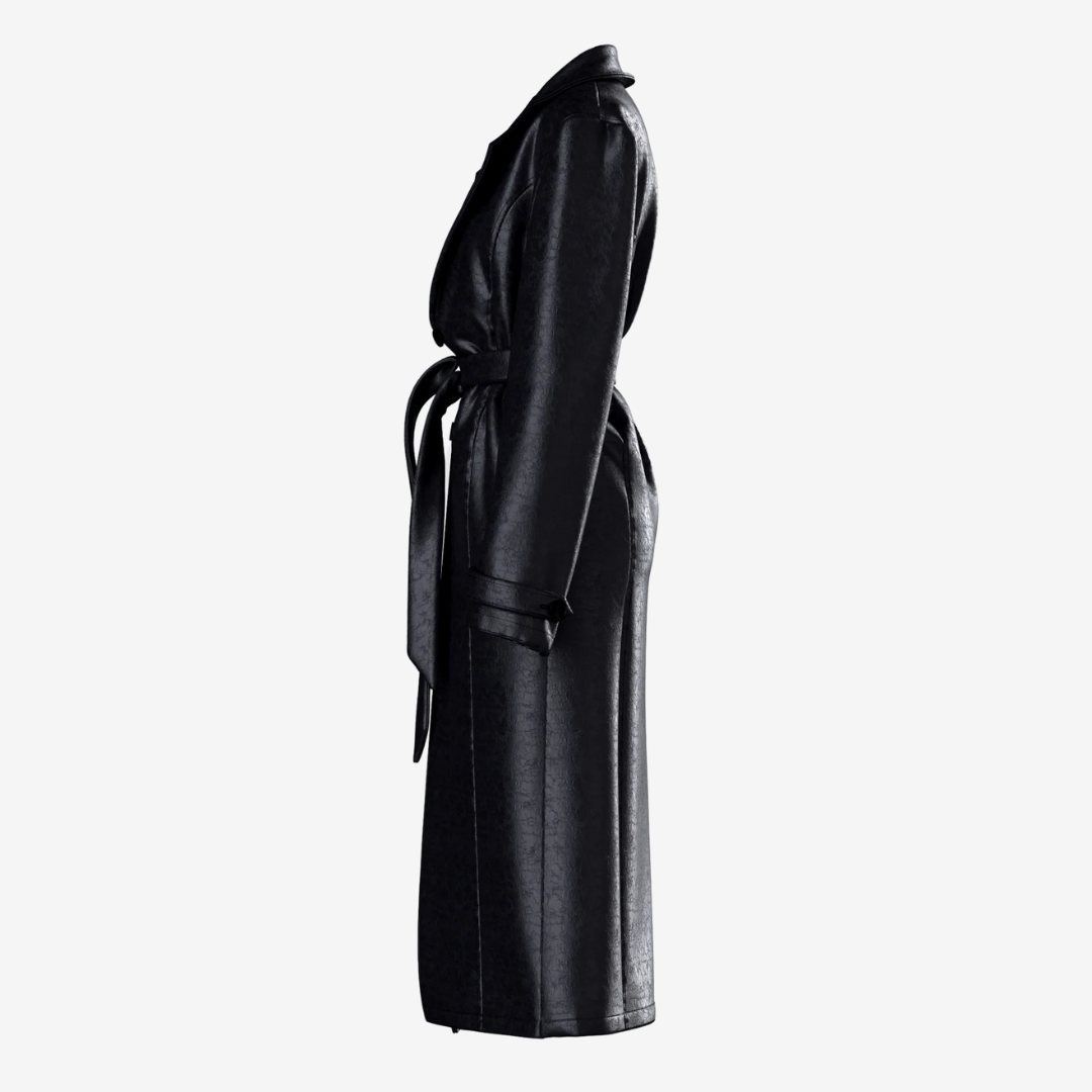 Black Luxe Vegan Leather Coat