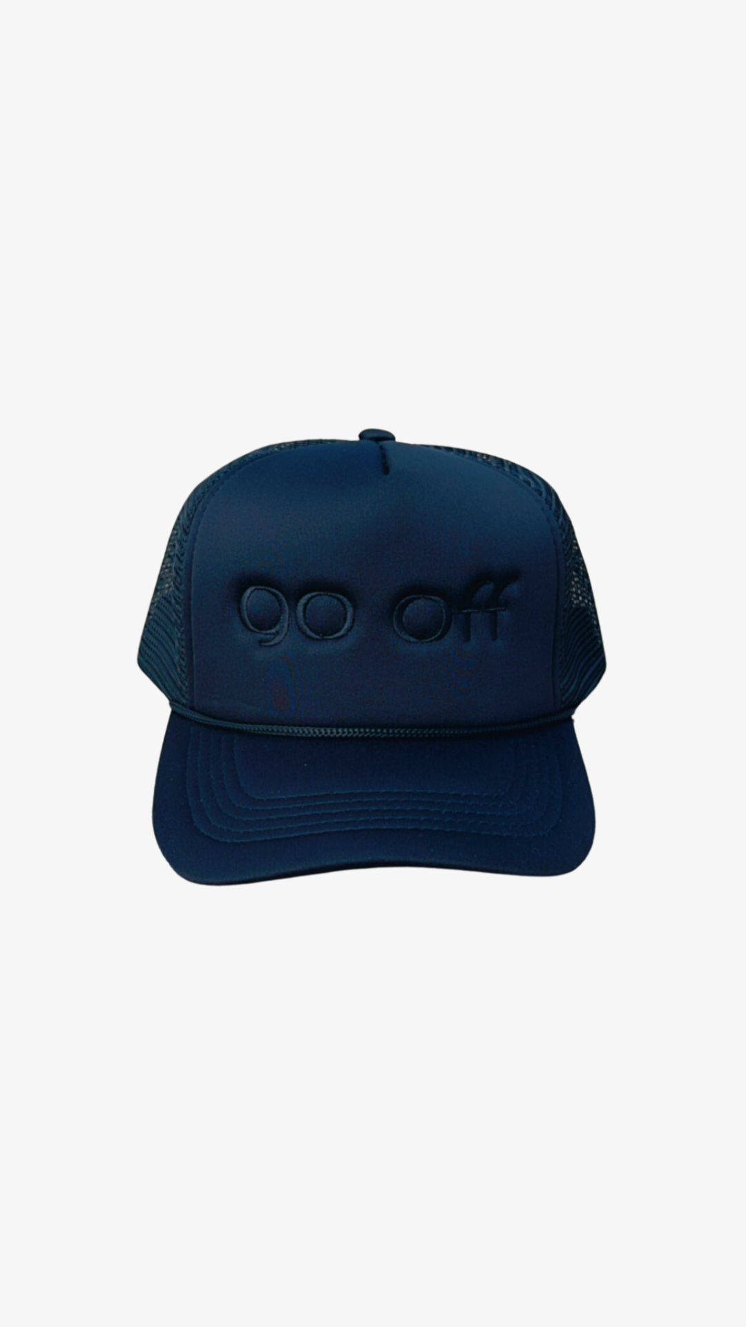 GO OFF LOGO TRUCKER HAT- BLACK/BLACK