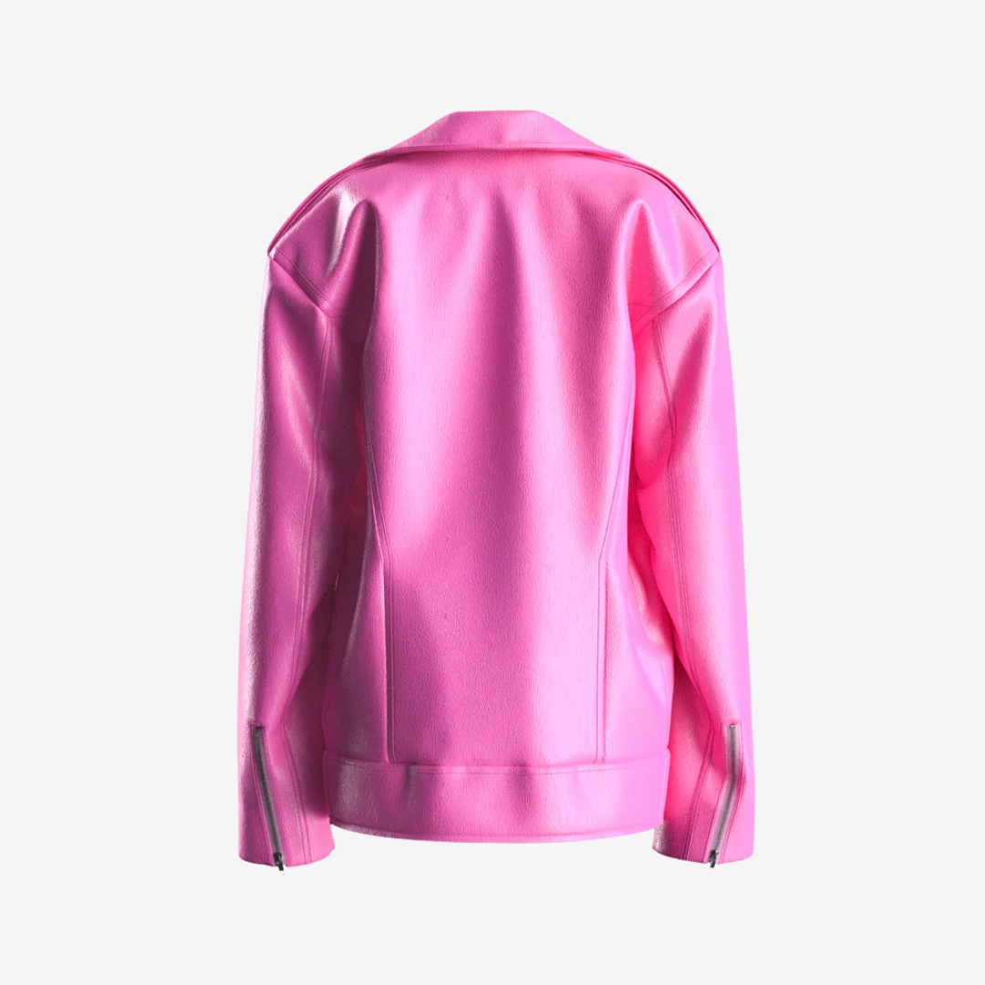 Radiant Pink Faux Leather Moto Jacket