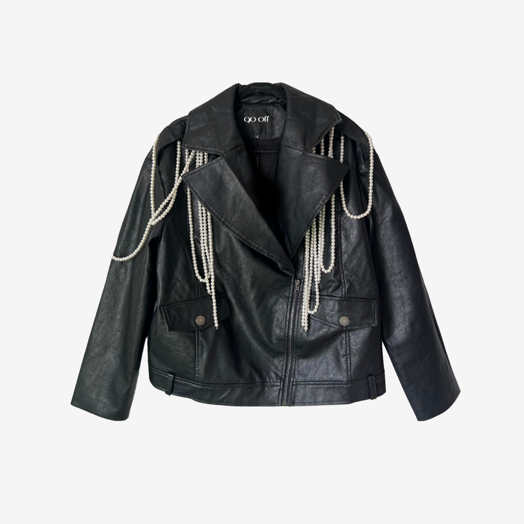 Pretty Girl And Her Pearls Faux Leather Jacket