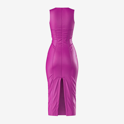 Vibrant Magenta Midi Dress