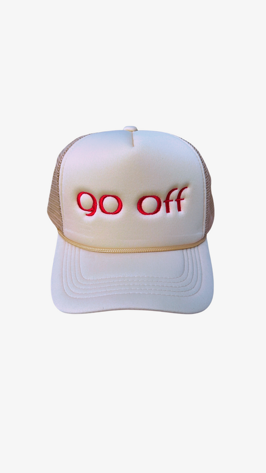 GO OFF LOGO TRUCKER HAT-NUDE/RED