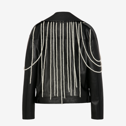 Pretty Girl And Her Pearls Faux Leather Jacket