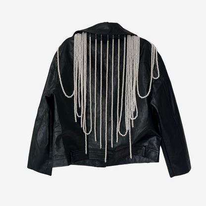 Pretty Girl And Her Pearls Faux Leather Jacket