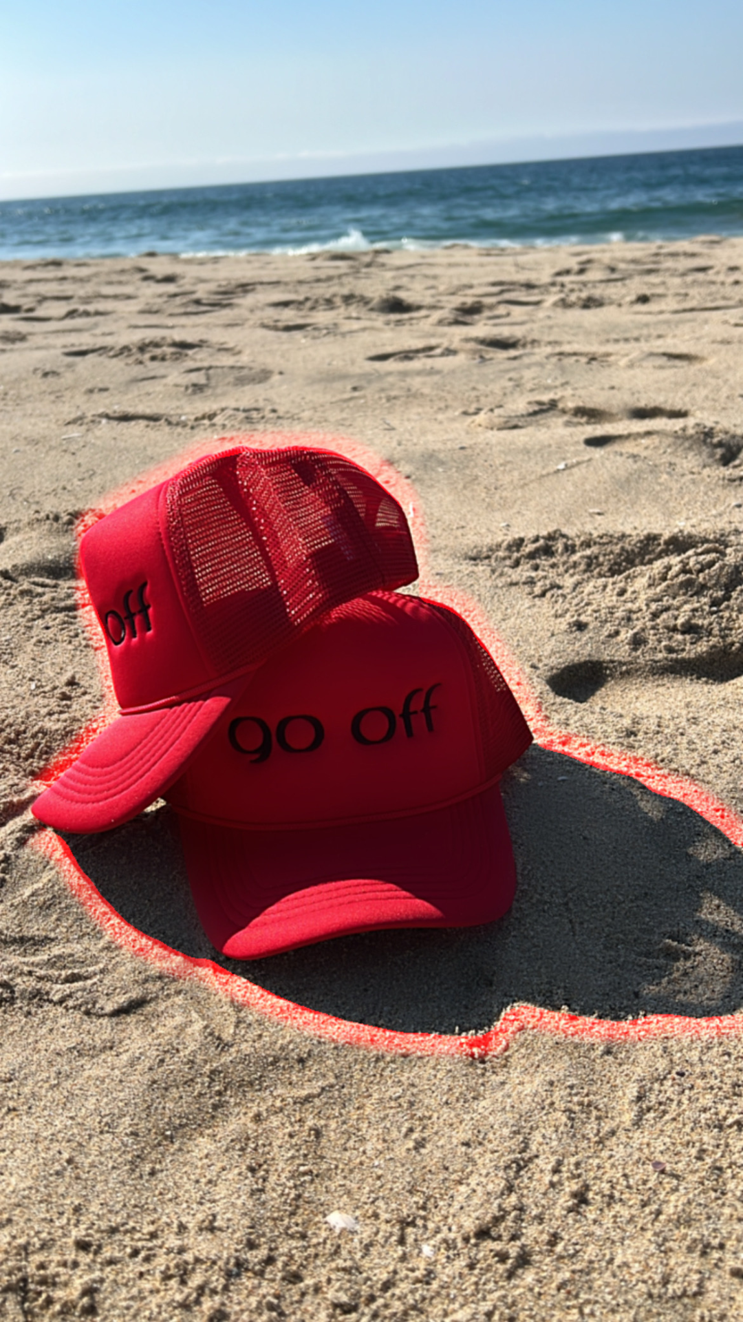 GO OFF LOGO TRUCKER HAT- RED