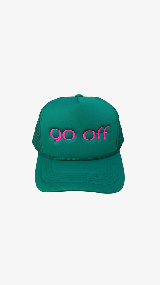 GO OFF LOGO TRUCKER HAT-GREEN/PINK