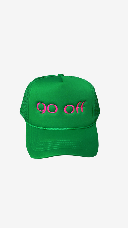 GO OFF LOGO TRUCKER HAT-PINK/GREEN